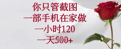 你只管截图，一部手机在家做，一小时120.一天5张【揭秘】-升阶有道