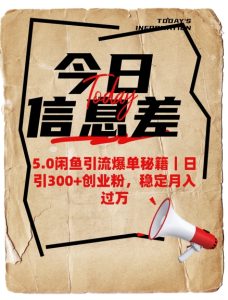 5.0闲鱼引流爆单秘籍,日引300+创业粉,稳定月入过W-升阶有道