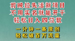 剪映模板拉新，拉失活项目，一周搞了大几k，一分钟一条作品，无需实名也能轻松变现，小白也能轻松干-升阶有道