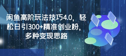 闲鱼高阶玩法技巧4.0，轻松日引300+精准创业粉，多种变现思路-升阶有道