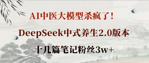 AI中医大模型杀疯了！DeepSeek中式养生2.0版本，十几篇笔记粉丝3w+-升阶有道