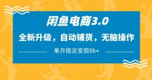 闲鱼电商3.0，全新升级，自动铺货，无脑操作，单月稳定变现8k+【揭秘】-升阶有道