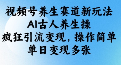 视频号养生赛道新玩法，AI古人养生操，疯狂引流变现，操作简单，单日变现多张-升阶有道