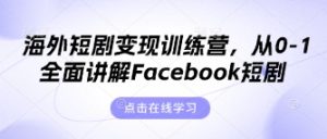 海外短剧变现训练营,从0-1全面讲解Facebook短剧-升阶有道