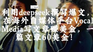 出海搞钱!利用deepseek撰写爆文,在海外自媒体平台Vocal Media写文章挣美金,一篇文章60刀-升阶有道