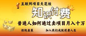 互联网项目天花板,知付付费项目,普通人如何通过卖项目月入十个,拒绝韭菜【揭秘】-升阶有道