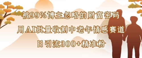 被99%博主忽略的财富密码：用AI批量收割中老年情感赛道，日引流300+精准粉-升阶有道