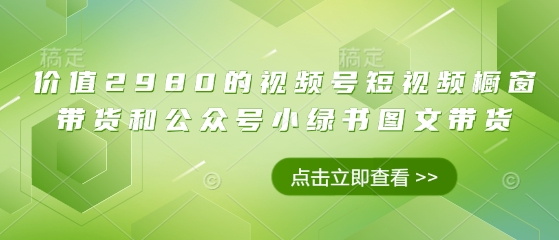 价值2980的视频号短视频橱窗带货和公众号小绿书图文带货-升阶有道