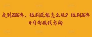 走到2025年,短剧还能怎么玩?短剧25年4月份搞钱方向-升阶有道