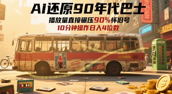 AI还原90年代巴士，一帧就让70后泪崩，播放量直接碾压90%怀旧号，每天操作十分钟，日入四位数-升阶有道