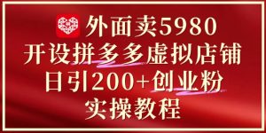 外面卖5980开设拼多多虚拟店铺:单日引流200+创业付费粉实战教程-升阶有道