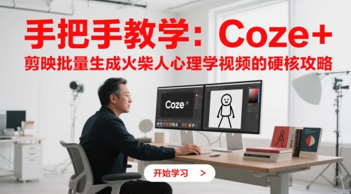 手把手教学：Coze + 剪映批量生成火柴人心理学视频的硬核攻略-升阶有道
