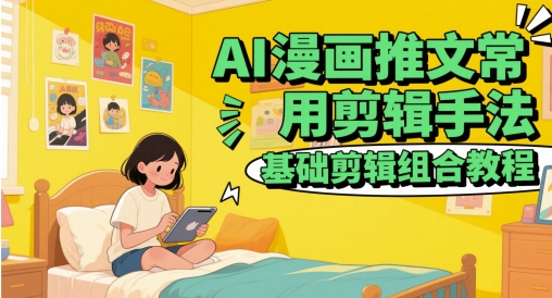 AI漫画推文常用剪辑手法，基础剪辑组合教程-升阶有道