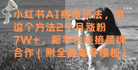 小红书AI商单玩法，用这个方法2个月涨粉7W+，新手也能接品牌合作(附全套指令模板)-升阶有道