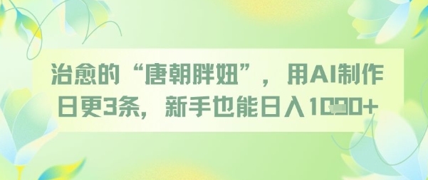 治愈的“唐朝胖妞”，用AI制作日更3条，新手也能日入多张-升阶有道