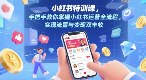 小红书特训课，手把手教你掌握小红书运营全流程，实现流量与变现双丰收-升阶有道