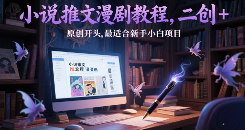 小说推文漫剧教程，二创+原创开头，最适合新手小白项目-升阶有道