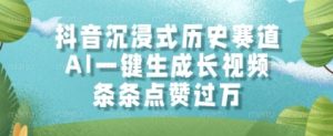 抖音沉浸式历史赛道，AI一键生成长视频，条条点赞过W【揭秘】-升阶有道