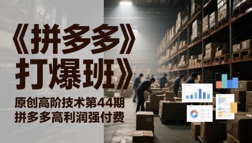 《拼多多打爆班》原创高阶技术第44期，拼多多高利润强付费-升阶有道