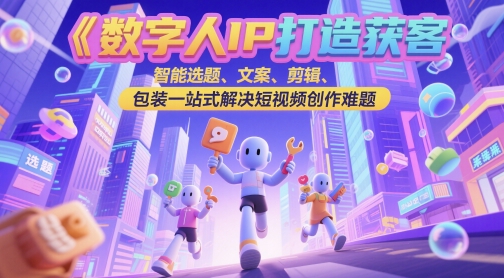 数字人IP打造获客变现实操课，智能选题、文案、剪辑、包装一站式解决短视频创作难题-升阶有道