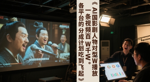AI三国影视剧人物对口型唱歌玩法，一条视频百W千W播放，各平台的分成计划吃到飞起-升阶有道