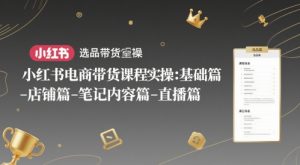 小红书电商带货课程实操：基础篇-选品篇-店铺篇-笔记内容篇-直播篇-升阶有道