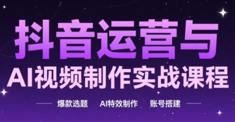 抖音运营与AI视频制作实战课程，爆款选题-AI特效制作-账号搭建-升阶有道