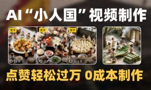 爆款1000W+播放微缩景观迷你小人国AI视频0成本制作全流程教学-升阶有道