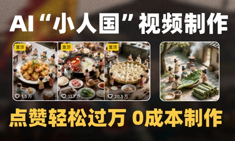 爆款1000W+播放微缩景观迷你小人国AI视频0成本制作全流程教学-升阶有道