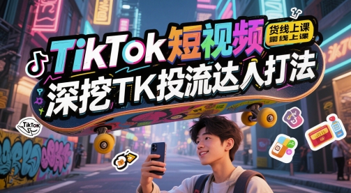 TikTok短视频带货线上课，深挖TK投流达人打法-升阶有道