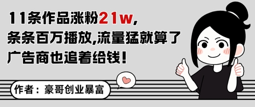 11条作品涨粉21W，条条百W播放，流量猛就算了，广告商也追着给钱-升阶有道