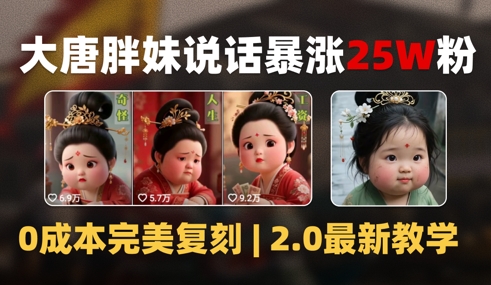 AI大唐胖贵妃说话2.0，40条视频暴涨40w粉，附独家变现攻略-升阶有道