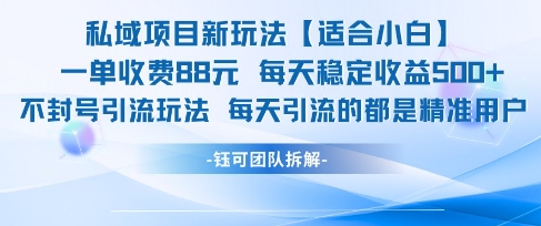 私域项目新玩法【适合小白】 一单收费88.每天稳定收益几张-升阶有道