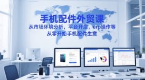 手机配件外贸课,从市场环境分析,平台开店,erp操作等,从零开始手机配件生意-升阶有道