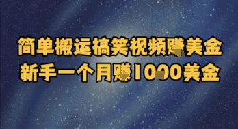 简单搬运搞笑视频挣美金，新手一个月入1k美金-升阶有道