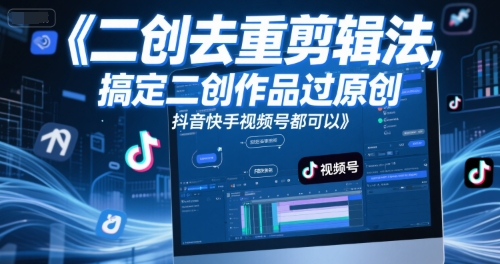 短视频二创去重剪辑法，搞定二创作品过原创，抖音快手视频号都可以-升阶有道