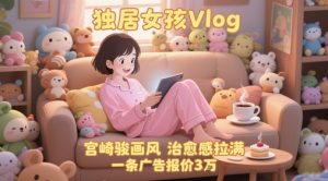 单个账号涨粉71W!用AI制作独居女孩Vlog,宫崎骏画风,治愈感拉满,一条广告报价3W-升阶有道