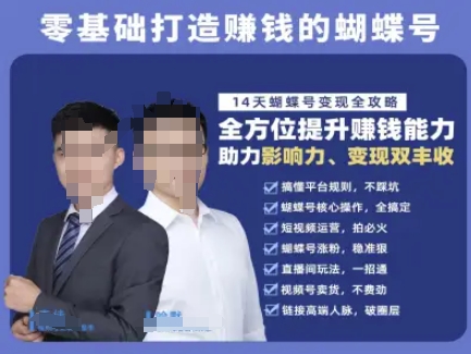 蝴蝶号专栏-视频号运营教程，零基础打造挣钱的蝴蝶号，14天蝴蝶号变现全攻略-升阶有道