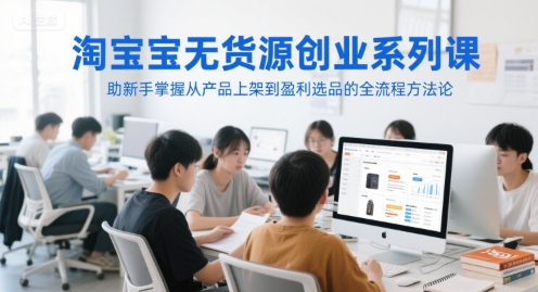 淘宝无货源创业系列课，助新手掌握从产品上架到盈利选品的全流程方法论-升阶有道