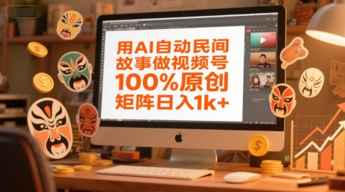 用AI自动民间故事做视频号，100%原创，矩阵日入1k+-升阶有道