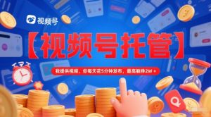 【视频号托管 】我提供视频,你每天花5分钟发布,最高躺挣2W+【揭秘】-升阶有道