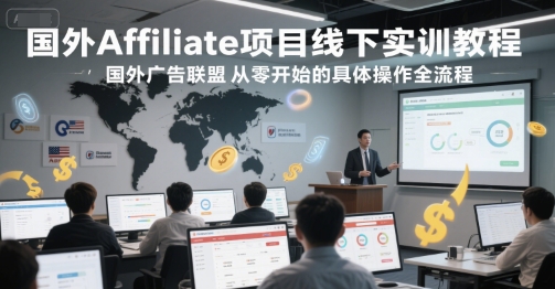 国外Affiliate项目线下实训教程，国外广告联盟从零开始的具体操作全流程-升阶有道