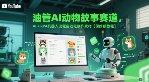 油管AI动物故事赛道，AI+RPA机器人流程自动化制作素材【保姆级教程】-升阶有道