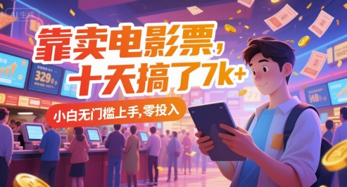 靠卖电影票，十天搞了7k+，小白无门槛上手，零投入【揭秘】-升阶有道