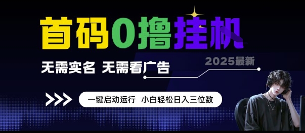 首码0撸挂G项目，无需实名无需看广告 一键启动运行，小白轻松日入三位数【揭秘】-升阶有道