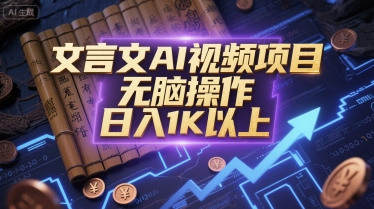 文言文AI视频项目，无脑操作，日入1K以上-升阶有道