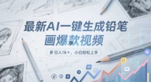 最新AI一键生成铅笔画爆款视频，多平台分发，日 入1k+，小白轻松上手【揭秘】-升阶有道