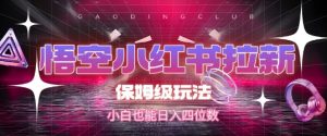 悟空小红书拉新,保姆级玩法,小白也能日入四位数-升阶有道