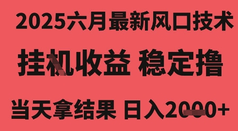 2025六月最新风口技术，无人挂G撸礼物，长期稳定 一个小时收益2k+，小白当天拿结果【揭秘】-升阶有道