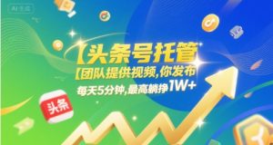 【头条号托管 】团队提供视频,你发布,每天5分钟,最高躺挣1W+【揭秘】-升阶有道